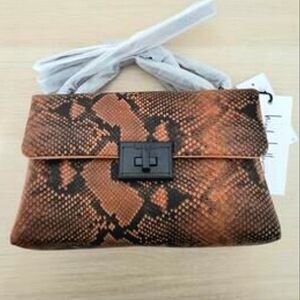 Nicole Miller  Crossbody Purse Brown Snakeskin Print